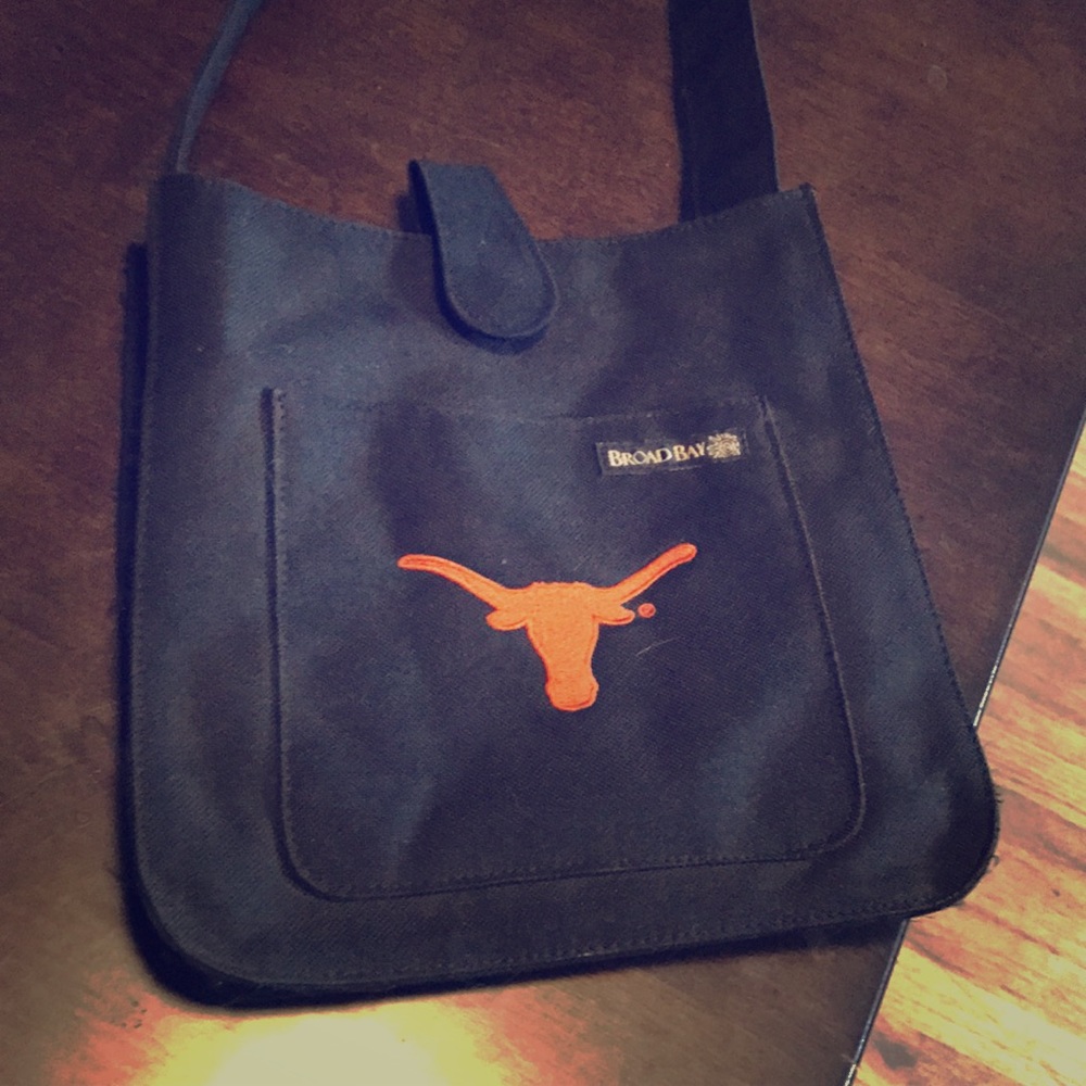 Mini black tote with embroidered Texas longhorn